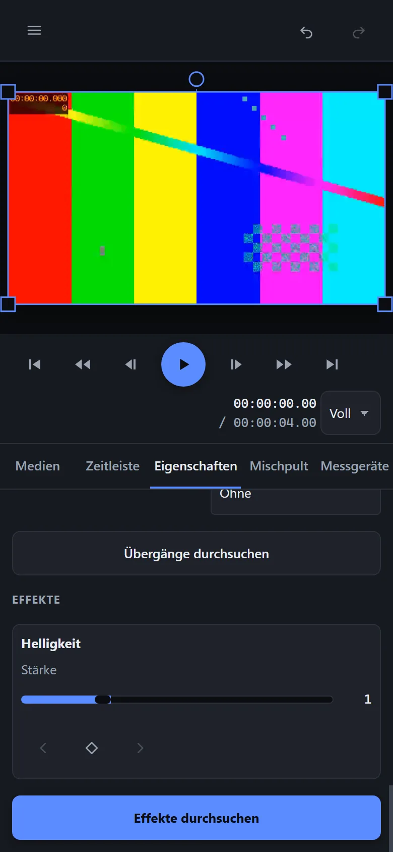 The properties panel on a phone, reachable as its own tab